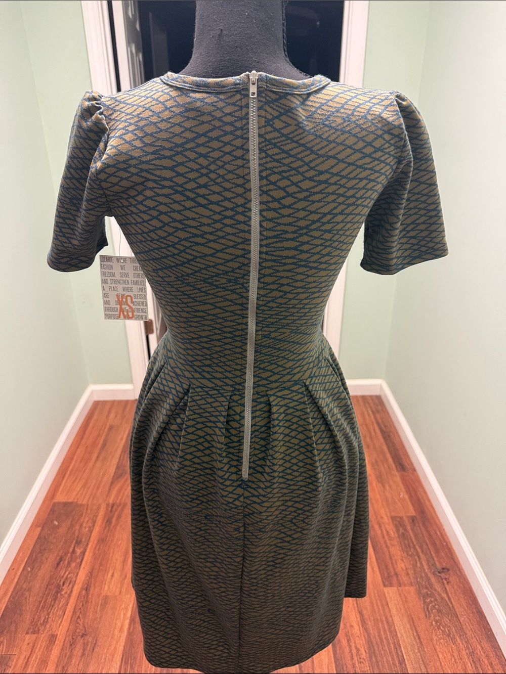 LuLaRoe Olive Green Textured Fit-and-Flare Midi Dress - Picture 5 of 6
